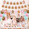 K KUMEED Christmas Birthday Decorations,Pink Gingerbread Man Merry Birthday Theme Banner Candy House Cake Topper Latex Balloons for Boys Girls Birthday Party Supplies Baby Shower