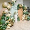MEBAY Green White Gold Balloon Arch Kit, 146Pcs Avocado Green Metallic Chrome Gold Confetti and White Latex Balloons for Wedding Birthday Baby Shower Decoration