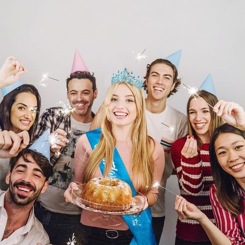 ATODEN Blue Tiara Birthday Queen Sash Crown Tiaras Crowns for Women Girls Crystal Princess Tiara Rhinestone Headbands Quinceanera Crown Happy Birthday Decorations Accessories for Prom Cosplay Party