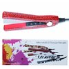 Dual Voltage 0.5" (Inch) Red Leopard Print Mini Travel Ceramic Hair Straightener with Travel Pouch Bag (Red Leopard)