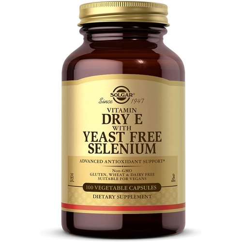 Solgar Dry Vitamin E with Yeast-Free Selenium, Advanced Antioxidant Support - Immune & Skin Support - Non-GMO, Vegan, Gluten Free, Dairy Free, Kosher - 100 Count (Pack of 1)