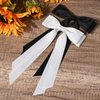 2PCS Silky Satin Hair Bows Hair Clip Black White Hair Ribbon Ponytail Holder Accessories Slides Metal Clips Hair Bow for Women Girls Toddlers Teens Kids