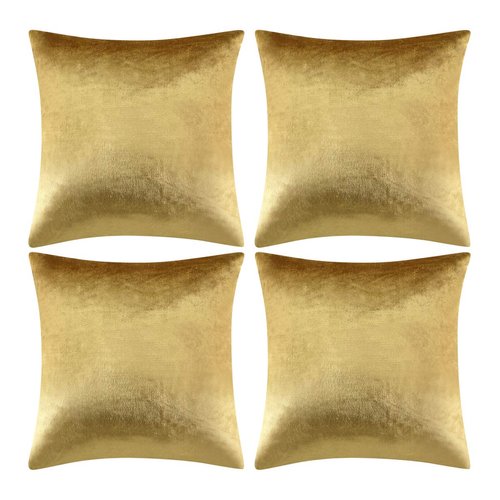 GIGIZAZA Decorative Throw Pillow Covers 18 x 18, Gold Soft Pillow Covers Velvet,Set of 4 Decor Square Cushion Covers (Gold, 18x18inch(45x45cm)-4pcs)