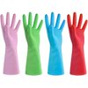 URBANSEASONS Dishwashing Rubber Gloves for Cleaning – 4 Pairs Household Gloves Including Blue, Pink, Green and Red, Non Latex and Fit Your Hands Well, Great Kitchen Tools