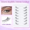 Half Lashes False+ Eyelashes Natural Cat Eye Lashes 10mm Short Eyelashes 3D Volume False Lashes Soft Strip Lashes Pack C Curl Natural Eyelashes Half Fake Lashes 7 Pair EVENTILL