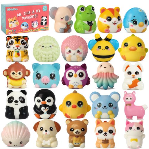 24 PCS Squishies for Kids Bulk - Kids Party Favors Kids Prizes for Rewards for School Classroom Treasure Box Prizes Squishies Bulk Birthday Goodie Bag Stuffers Treasure Chest for Kids Prizes