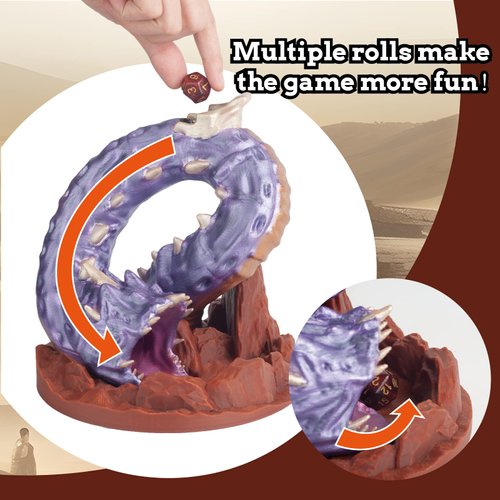 Purple Worm Dice Tower (with 7pcs Dice) for TRPG -DND COC D&D -Dungeons and Dragons Hand Painted Color Tabletop Role Playing Game Rolling Tower with Tray