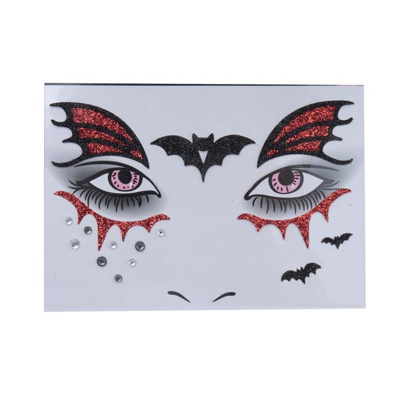 SOWAKA Face Jewels for Women Halloween Stick On Self Adhesive Crystal Rhinestones Face Gems Stickers for Girls Festival Holiday Parties Makeup (Black - Bat)