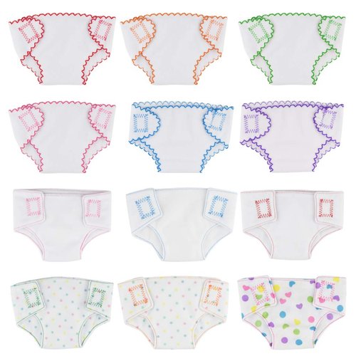 Dxhycc 12 Pack Doll Diapers Doll Underwear for 14-18 Inch Baby Dolls and Other Similar Dolls