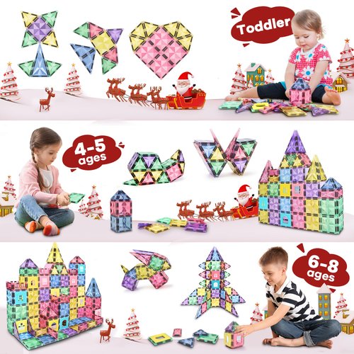 Magnetic Tiles, 36 PCS Magnetic Building Blocks for Kids Ages 3+ and STEM Magnet Toys , Clear Magnetic 3D Blocks Construction Playboards for Boys & Girls, Preschool Learning Sensory Montessori Toys