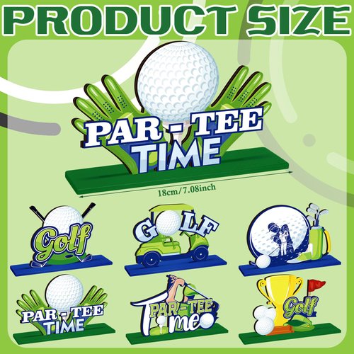 Suzile 6 Pieces Golf Party Decorations Golf Wooden Centerpieces Golf Party Centerpieces for Tables Golf Cake Topper Golf Party Supplies for Birthday Baby Shower Sport Themed Party Decor