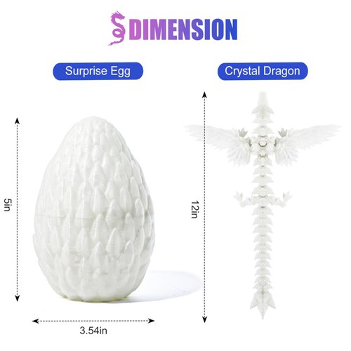 Memogizz 12inch Fly Dragon Egg, Year of The Dragon, 3D Printed Dragon, Executive Desk Toys, Articulated Dragon, Fidget Toys Gifts for Easter Christmas Graduates Students Teachers Adults (Glow)