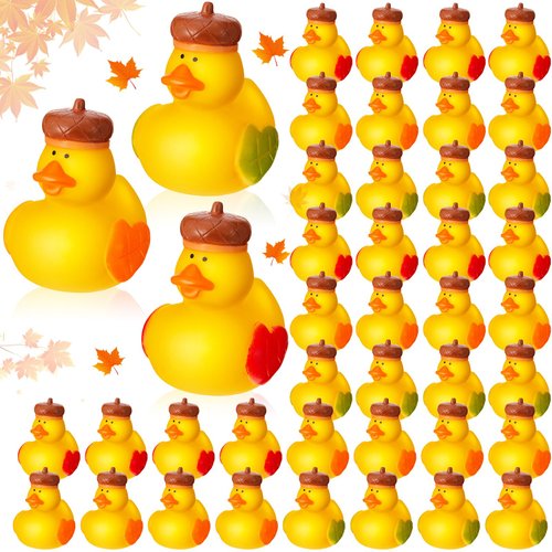 Deekin 24 Pcs Fall Rubber Ducks Acorn Ducks 2 Inch Thanksgiving Rubber Ducks Autumn Fall Themed Party Favors Bathtub Float Squeak Duck