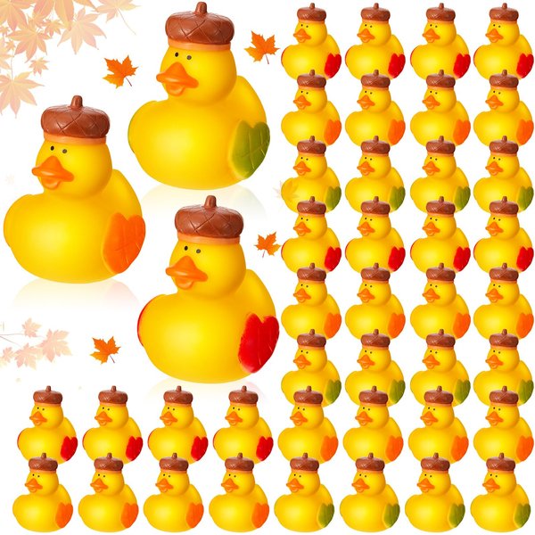 Deekin 24 Pcs Fall Rubber Ducks Acorn Ducks 2 Inch Thanksgiving Rubber Ducks Autumn Fall Themed Party Favors Bathtub Float Squeak Duck