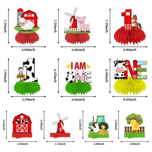 Uiorgui Farm Animals 1st Birthday Decorations Table Centerpieces, Farm Themed 1st Birthday Party Supplies for Boys Girls Barn Theme First Birthday Table Topper Decor