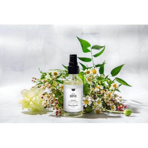 Edens Garden Unscented Bath & Body Oil – Gentle Moisturizer with Pure Vitamin E, Coconut Oil & Camellia Seed Oil for Sensitive Skin – After Shower Hydrating Formula for Men & Women, 2 fl oz (59 ml)