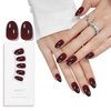 SKYCLOUD Press On Nails Short Almond Fake Nails Tips With ABS Natural Soft Gel,24 Pcs Nail Kit Cover Artificial Glossy Reusable Stick On False Nails For Women（Almond Wine Red） SK0704