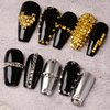 3 Packs Nail Art Punk Rivets Nail Rivets Nails Craft Flatback Spike Studs Punk Style Pointy Top Square Metallic Nail Studs Nail Art Charms Nail Supplies for DIY Manicure Tips Craft, 3 Size, Silver