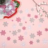 Whaline 400Pcs Glitter Snowflake Foam Stickers Christmas Pink White and Silver Self-Adhesive Snowflake Foam Decals Decorative Xmas Stickers for Christmas Winter Baby Shower Birthday Party DIY Craft