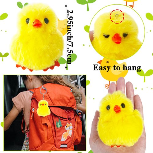 24 PCS Halloween Fluffy Chicks,3.4 Inch Yellow Soft Plush Chicks Figurines,Realistic Plush Farm Chick Mini Ornaments Stuffed Animal for Halloween,Party Favors,Gift Bag Filler