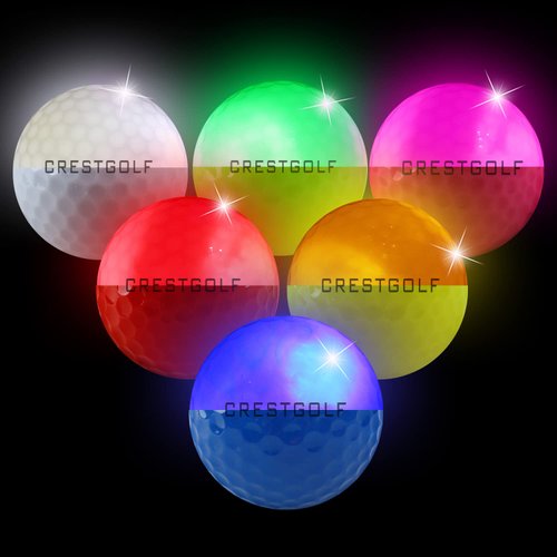 Crestgolf 4 Built-in Lights Glow Golf Balls | 300-hr Lighting Time Glow in The Dark Golf Balls | 3-Layer Design Light up Water Resistant LED Night Golf Ball(Multicolor 6pcs