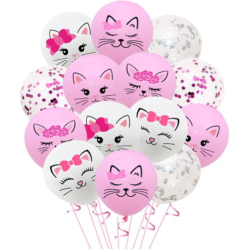 42 Pieces Cat Latex Balloons,12 Inches Cute Cat Balloons for Kids Birthday Party Cat Kitty Theme Birthday Party Decorations Supplies for Cat Birthday