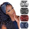 Huachi Wide Headbands for Women Black Stylish Floral Head Wraps Boho Thick Hairbands Workout Head Bands African Knotted Non Slip Turban Sport Yoga Girls Hair Accessories (Pack of 4)