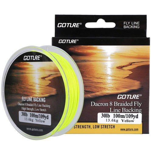 Goture Fishing Line Fly Line Dacron Backing//8 Strands Braided High Strength PE Smooth for Trout Bass Pike Saltwater Freshwater 20lb 30lb 109yd Orange White Yellow White/Black Yellow/Black