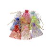 100PCS 5'' x 7''/13cm x 18cm Heart Printed Organza Drawstring Bags Gift Packing Pouches Sample Display Tulle Pockets Wrapper Bathroom Organizer for Candy Jewelry (Rose Red)