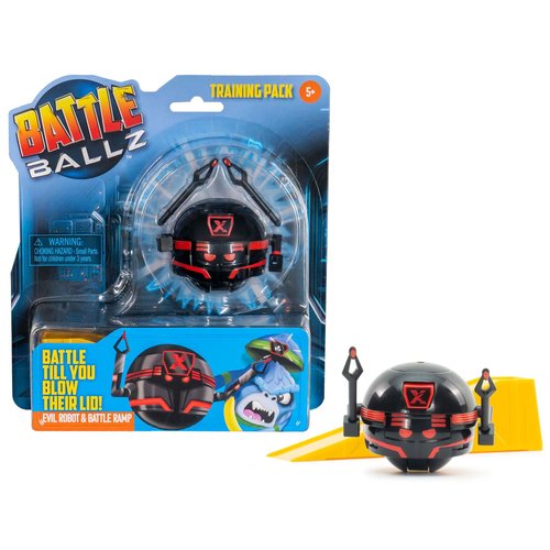 Battle Ballz: Training Pack - Evil Robot - Weapon Wielding Toy Figure, Rolling Colorful Ball Character, Training Ramp, Blow Your Lid Button, Kids 5+