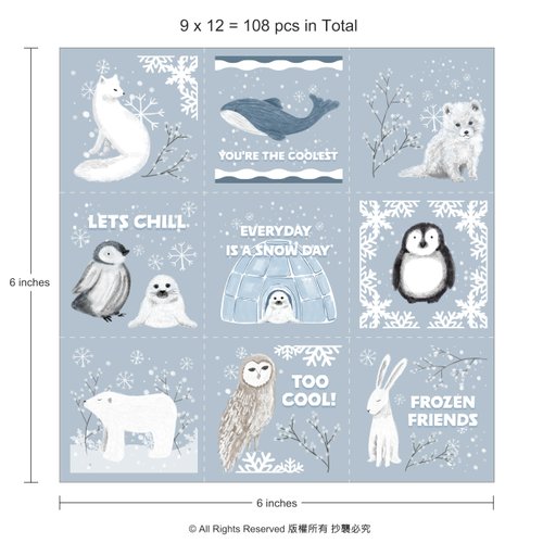 Cheerland Temporary Tattoos Kids Winter Party Favors Arctic Animal Tattoos Stickers Polar Fox Seal Rabbit Whale Penguin Owl Winter Tattoos for Kids Onederland Birthday Penguin Party Supplies - 108PCS