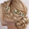Casdre Green Rhinestone Bridal Hair Pins Silver Bride Wedding Hair Pieces Small Hair Clips Crystal Hair Accessories for Women and Girls (Pack of 4)