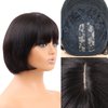 Short Black Human Hair Bob Wigs With Bangs 10 Inch Light Yaki Straight Realistic Scalp Glueless Non Lace Front Wig For Women Blunt Cut Bob Wigs 180% Density (NATURAL BLACK, 8INCH)