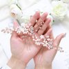 Barode Rhinestones Bridal Wedding Hair Pins Rose Gold Pearls Flower Hair Pin Bride Hairpieces Leaves Hair Accessories for Women and Girls(Pack of 2)