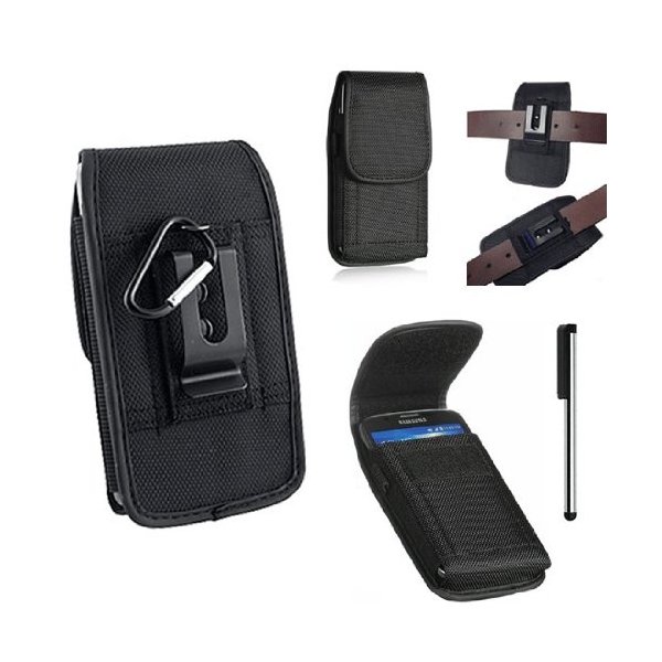 for Enact Black Tough Nylon Pouch Cell Phone Case Duty Metal Clip Holster and Stylus Pen