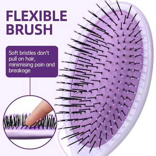 Daily Gard 2 Pack Detangler Hair Brush and Mini Hair Brush, Dry and Wet Hair Brush for Women Men Girls, Detangling Hairbrush for Wet/Dry/Curly/Thick/Long/Wavy/Damaged Hair, Purple