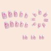 24Pcs French Tip Press on Nails Short Square Fake Nails Pink Flower Full Cover Tip Glue on Nails Design Nail Art Supplies Artificial Nude Pink False Nails Stick on Nails for Women Girls Acrylic Nails