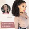 Curly Drawstring Ponytail for Black Women 14" Kinky Curly Natural Look Synthetic Hair Clip On Ponytails Extension for Women (Cholocate Brown #4)