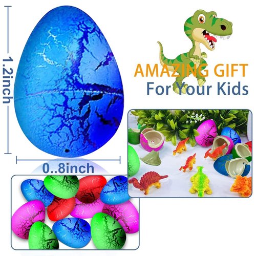 iGeeKid 60 Pack Dinosaur Eggs Dinosaur Birthday Party Favors Hatching Dinos Egg Grow in Water Crack with Assorted Color Hunting Game Goodie Bags Stuffers for Toddler Kids 3-10 Boys Girls