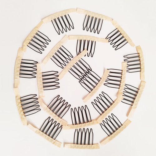 20 pcs/lot Wig Combs for Making Wig Caps 5-teeth Wig Clips Steel Teeth with Cloth Wig Combs for Hairpiece Caps Herina Wig Accessories Tools Wig Clips for Wig (Blonde)