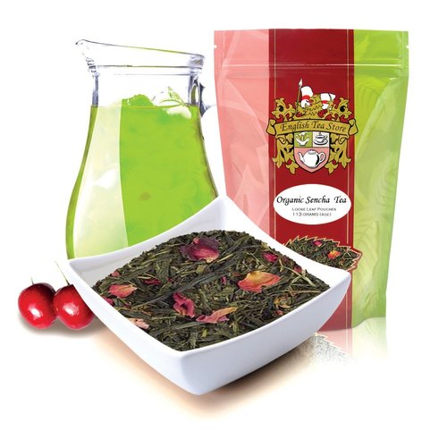 English Tea Store Loose Leaf, Organic Sencha Kyoto Cherry Rose Festival Green Tea Patches, 4 Ounce