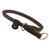 Round Genuine Rolled Leather Choke Dog Collar Brown (15" Long)