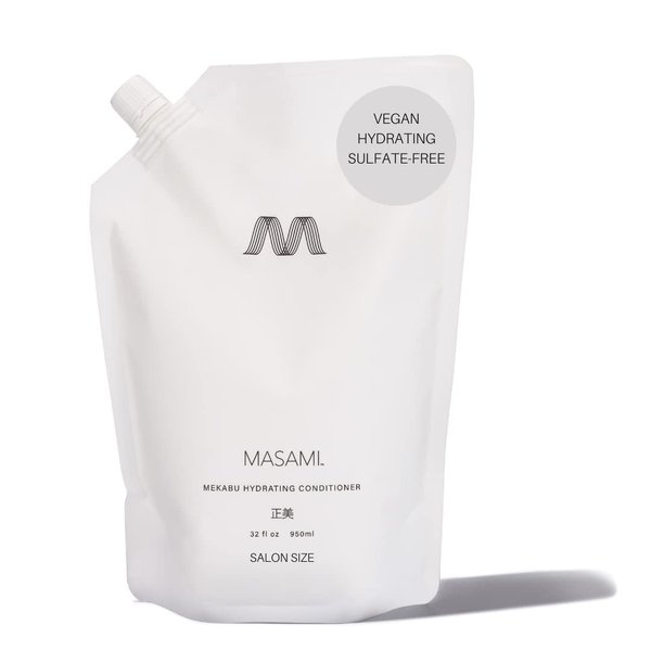 MASAMI Mekabu Hydrating Conditioner 32 oz Refill Pouch | Sustainable | Recyclable | Salon Quality | Color Safe | Japanese Seaweed | Sulfate Free | Paraben Free | Phthalate Free