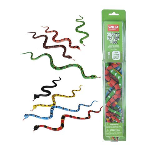 Wild Republic Nature Tube, Fake Snake, Kid Gifts, Reptile Party Supplies, 8Piece Collection 12&quot;