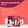 Q+A Festive Favourites Gift Set, containing a Hyaluronic Acid Moisturiser (75ml), an Oat Milk Cream Cleanser (75ml), an Azelaic Acid Serum (30ml), and a Caffeine Eye Serum (15ml)