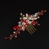 JWICOS Crystal Bride Wedding Hair Comb Rhinestone Bridal Hair Clip Glitter Wedding Hair Accessories for Women and Girls (Red)