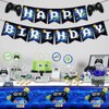 Video Game Party Supplies - Gamer Birthday Decoration Kit for Boys, Including HAPPY BIRTHDAY Banner, Plates, Cups, Napkins, Tableware, Tablecloths, for Kid Birthday Decoration - Serves 20