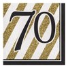 Creative Converting Black and Gold 70" Paper Luncheon Napkins, 70th Birthday