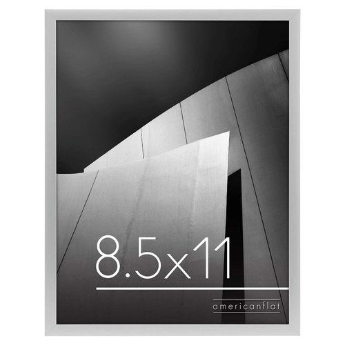 Americanflat 8.5x11 Picture Frame in Silver - Thin Border Photo Frame with Shatter-Resistant Glass, Hanging Hardware, and Built-in Easel for Horizontal or Vertical Display Formats for Wall or Tabletop
