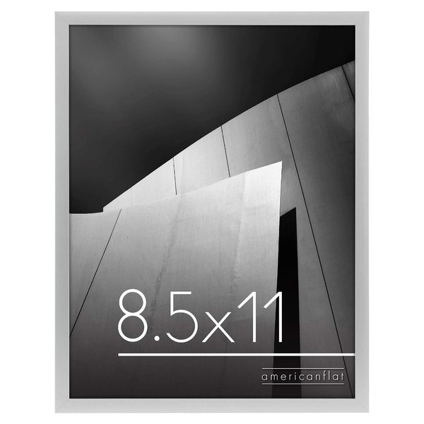 Americanflat 8.5x11 Picture Frame in Silver - Thin Border Photo Frame with Shatter-Resistant Glass, Hanging Hardware, and Built-in Easel for Horizontal or Vertical Display Formats for Wall or Tabletop